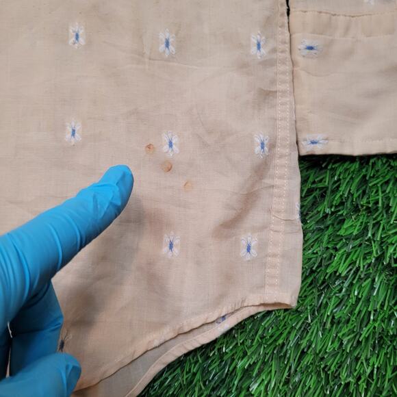 Vintage 70s Nicola Mancini Embroidered Disco Button Shirt Mens XXL 17.5 Peach - Picture 2 of 13